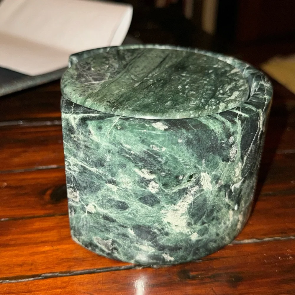 MCM vintage Green Marble Jade Coaster Set